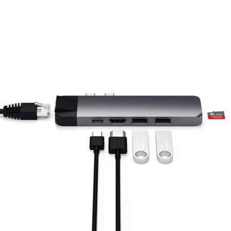 Satechi Hub Pro z USB-C na HDMI, Ethernet, USB 3.0, USB-C PD, microSD - Gwiezdna szarość (ST-TCPHEM)