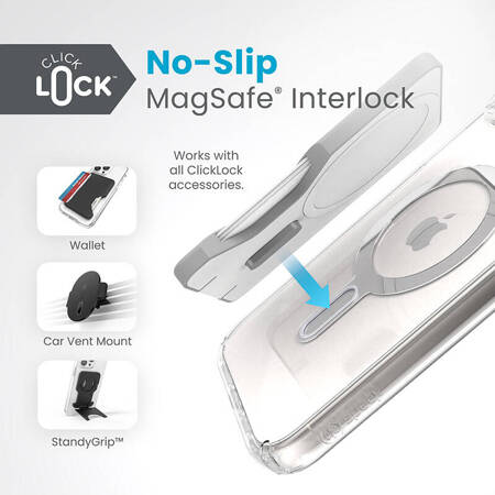 Speck Presidio Perfect-Clear ClickLock & Magsafe - Etui iPhone 15 Plus / iPhone 14 Plus (Clear / Chrome Finish / Serene Silver) (150457-3199)