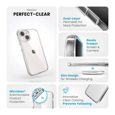 Speck Presidio Perfect-Clear - Etui iPhone 15 / iPhone 14 / iPhone 13 (Clear) (150440-5085)