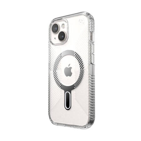 Speck Presidio Perfect-Clear Grip ClickLock & MagSafe - Etui iPhone 15 / iPhone 14 / iPhone 13 (Clear / Chrome Finish / Serene Silver) Przezroczysty (150443-3199)