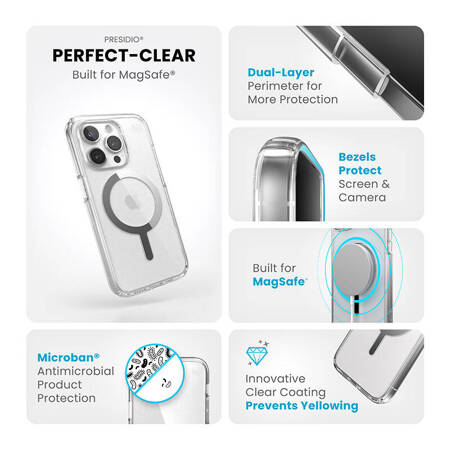 Speck Presidio Perfect-Clear MagSafe - Etui iPhone 15 Pro - Przezroczysty (150559-3240)