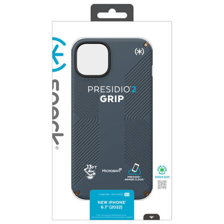 Speck Presidio2 Grip - Etui iPhone 14 Plus z powłoką MICROBAN (Charcoal / Cool Bronze / Slate) (150116-3068)