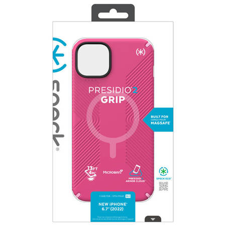 Speck Presidio2 Grip + MagSafe - Etui iPhone 14 Plus z powłoką MICROBAN (Digitalpink / Blossompink / White) (150117-3067)