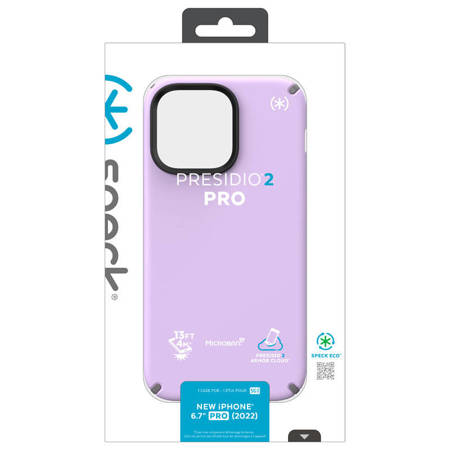 Speck Presidio2 Pro - Etui iPhone 14 Pro Max z powłoką MICROBAN (Spring Purple / Cloudygrey / White) (150085-9979)