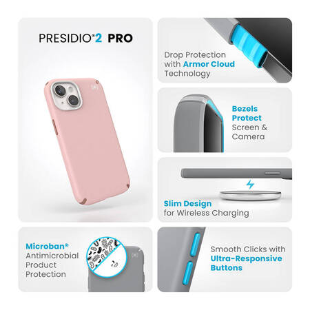 Speck Presidio2 Pro - Etui iPhone 15 / iPhone 14 / iPhone 13 (Dahlia Pink / Rose Copper / White) (150472-3213)