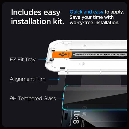 Spigen GLAS.TR EZ FIT Privacy - Szkło hartowane z filtrem prywatyzującym do iPhone 15 Pro Max (AGL07118)