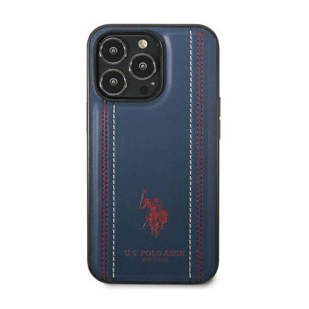 US Polo Assn Leather Stitch - Etui iPhone 14 Pro Max (granatowy) (USHCP14XPFAV)