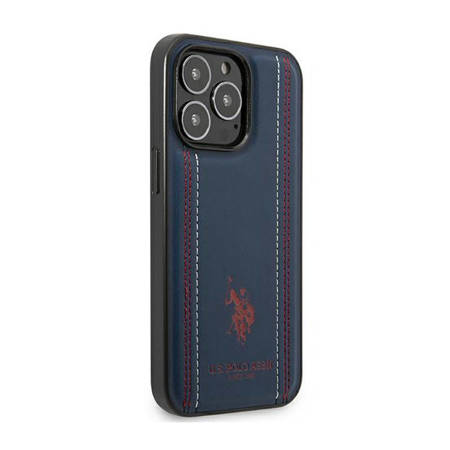 US Polo Assn Leather Stitch - Etui iPhone 14 Pro Max (granatowy) (USHCP14XPFAV)