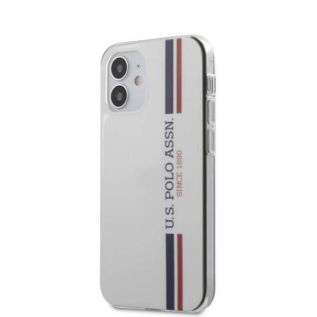 US Polo Assn Shiny Tricolor Stripes - Etui iPhone 12 Mini (biały) (USHCP12SPCUSSWH)