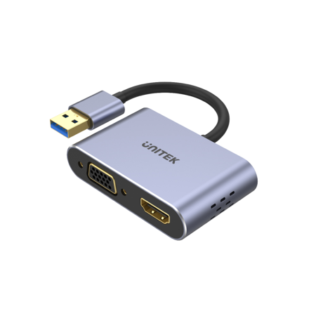 Unitek Adapter USB-A 5Gbps na HDMI i VGA, FullHD, szary (V1304A)
