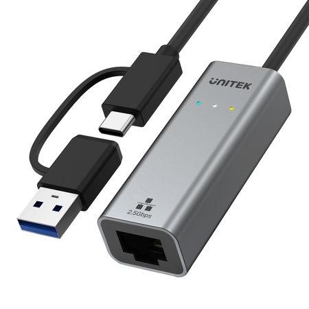 Unitek Adapter USB-A/C na RJ45 2.5 G Ethernet - czarny (U1313C)