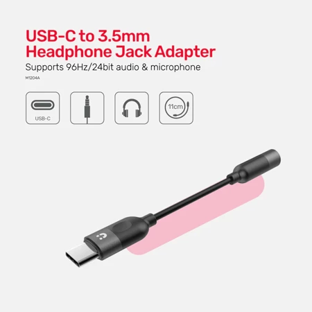 Unitek Adapter USB-C do jack 3.5mm (żeński) - czarny (M1204A)