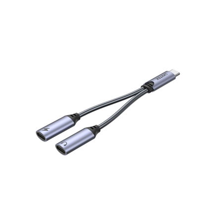 Unitek Adapter USB-C na 2 x port USB-C audio i ładowanie 18W - Szary (M206A)
