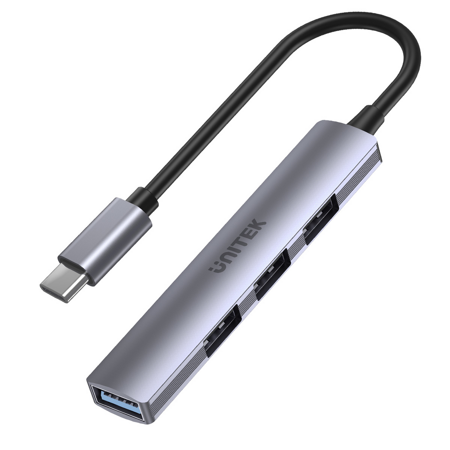 Unitek Hub USB-C 1*USB-A 5 Gbps, 3*USB-A 2.0 alu (H1208B)