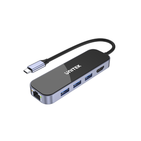 Unitek Hub USB-C 3.1 RJ-45 3xUSB-A HDMI 4K PD100W (D1084A)