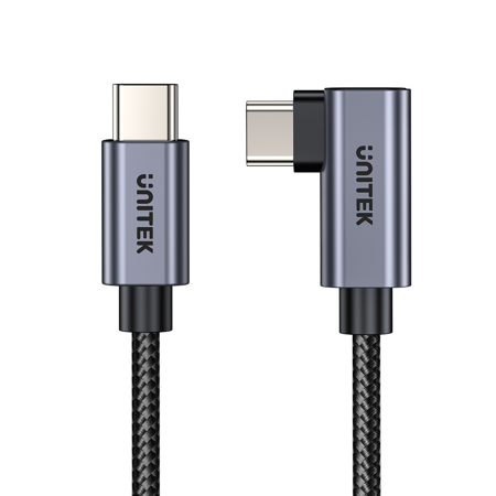 Unitek Kabel USB-C kątowy 90° PD100W 1m - czarny (C14123BK-1M)