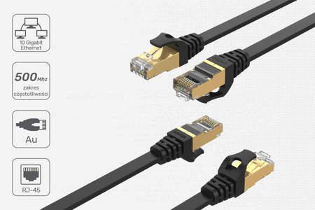 Unitek Kabel sieciowy płaski Ethernet Cat.7 1 m - czarny (C1897BK-1M)