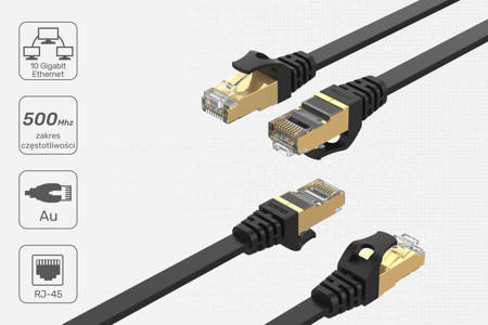 Unitek Kabel sieciowy płaski Ethernet Cat.7 2 m - Czarny (C1897BK-2M)