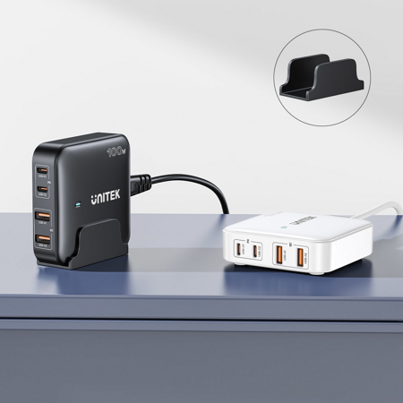 Unitek Ładowarka biurkowa GaN 100W 2xUSB-A 2xUSB-C - czarna (P1229ABK01-EU)