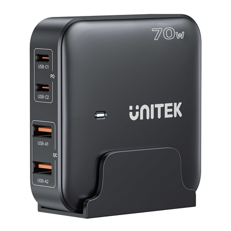 Unitek Ładowarka biurkowa GaN 70W 2xUSB-A 2xUSB-C - czarny (P1228ABK01-EU)