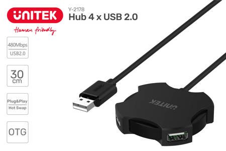 Unitek Y-2178 hub 4x USB 2.0 micro - czarny (Y-2178)