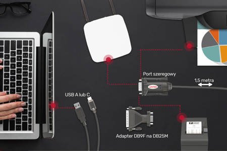 Unitek adapter USB-A - RS-232 - czarny (Y-105)