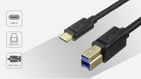 Unitek kabel do drukarki USB-C na USB-B USB 3.0 2m - Czarny (C14096BK-2M)