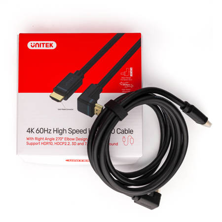 Unitek kabel kątowy HDMI 2.0 270 stopni 4K 3 m - Czarny (Y-C1009)