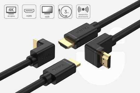 Unitek kabel kątowy HDMI 2.0 270 stopni 4K 3 m - Czarny (Y-C1009)