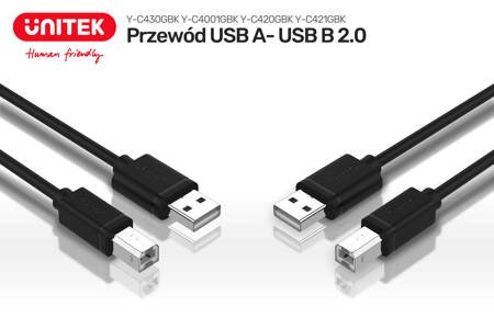 Unitek przewód USB 2.0 AM-BM 1M (Y-C430GBK)