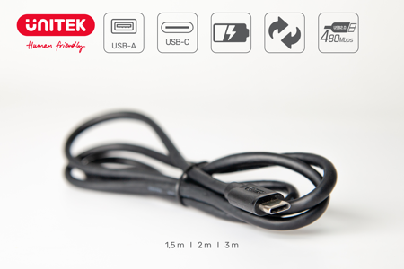 Unitek przewód USB-A 2.0 - USB-C 1,5m (C14067BK)