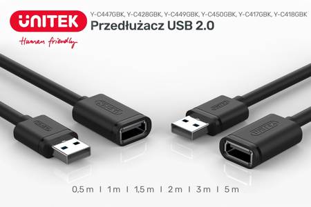 Unitek przewód przedłużacz USB 2.0 AM-AF 3M (Y-C417GBK)