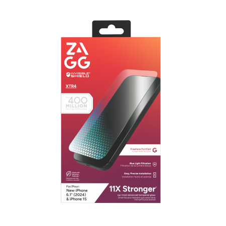 ZAGG InvisibleShield Glass XTR4 - szkło ochronne z grafenem i filtrem światła niebieskiego do iPhone 15/16 (200114878)