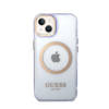 Guess Gold Outline Translucent MagSafe - Etui iPhone 14 (fioletowy) (GUHMP14SHTCMU)