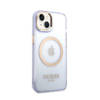 Guess Gold Outline Translucent MagSafe - Etui iPhone 14 (fioletowy) (GUHMP14SHTCMU)