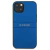 Guess Saffiano Metal Logo Stripes - Etui iPhone 13 mini (niebieski) (GUHCP13SPSASBBL)