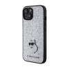 Karl Lagerfeld Fixed Glitter Choupette Logo Metal Pin - Etui iPhone 15 / 14 / 13 (srebrny) (KLHCP15SGCNPSG)