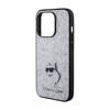 Karl Lagerfeld Fixed Glitter Choupette Logo Metal Pin - Etui iPhone 15 Pro (srebrny) (KLHCP15LGCNPSG)