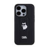 Karl Lagerfeld Gripstand Saffiano Choupette Pins - Etui iPhone 14 Pro Max (czarny) (KLHCP14XGSACHPK)